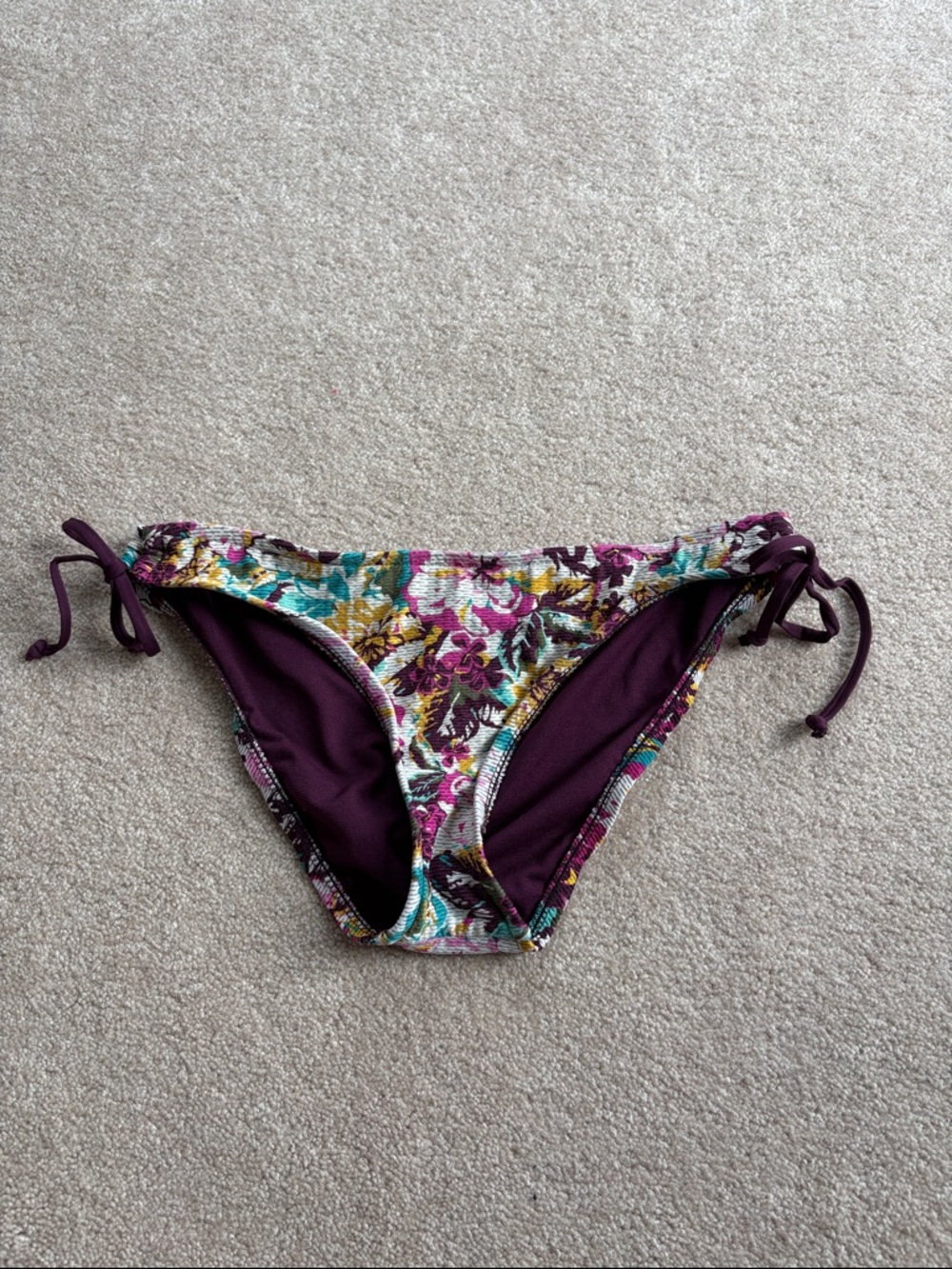Mossimo Supply Co. Floral Tie-Side Bikini Bottom in Plum and Teal